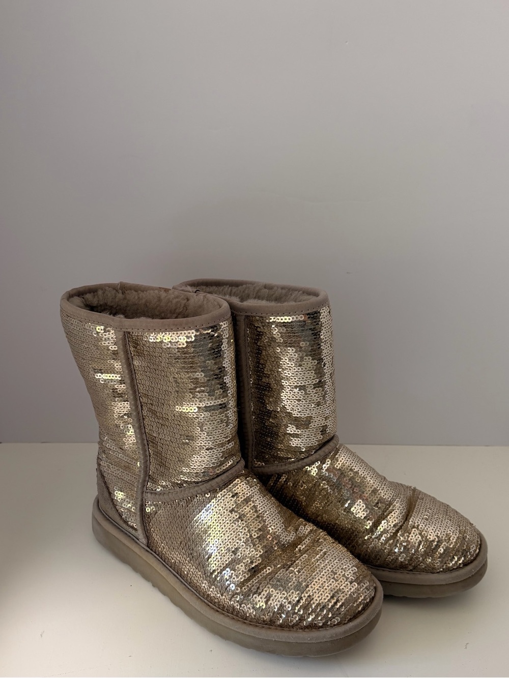 Uggs Sequin Mid-Calf Winter Boots in Gold size 7